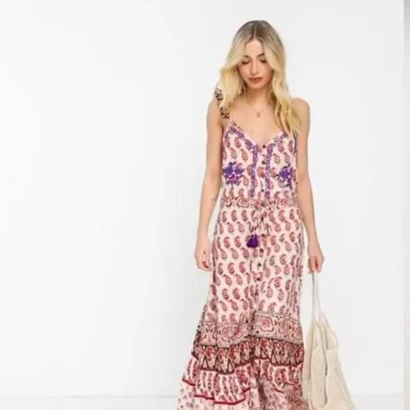 Raga / Anthropology Blooming Trails ruffle strap printed maxi dress in multi NWT - Picture 5 of 7